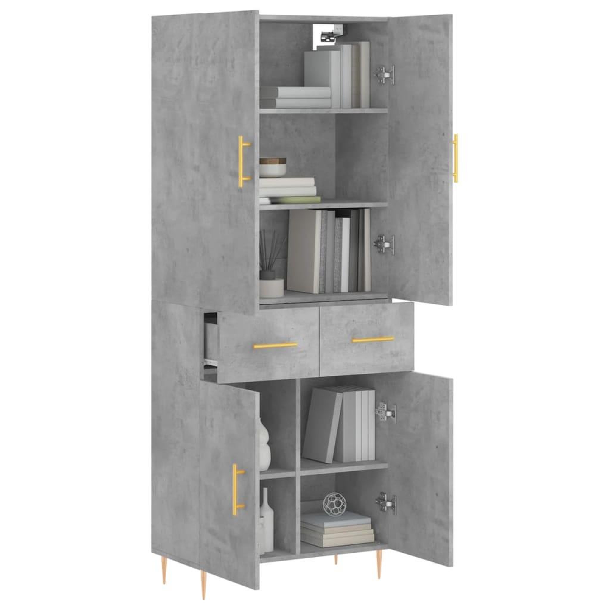 Voir la diapositive 3 : VIDAXL Buffet haut Gris beton 69,5x34x180 cm Bois d'ingenierie