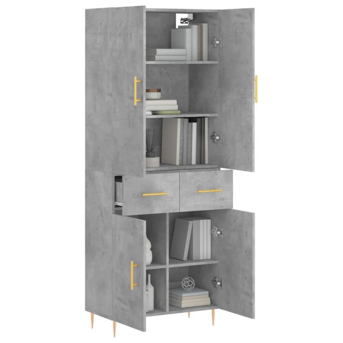 VIDAXL Buffet haut Gris beton 69,5x34x180 cm Bois d'ingenierie