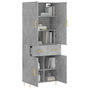 Voir la diapositive 3 : VIDAXL Buffet haut Gris beton 69,5x34x180 cm Bois d'ingenierie
