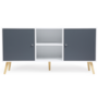 Voir la diapositive 5 : ID MARKET Buffet bas scandinave 140 cm EFFIE 2 portes bois blanc et gris
