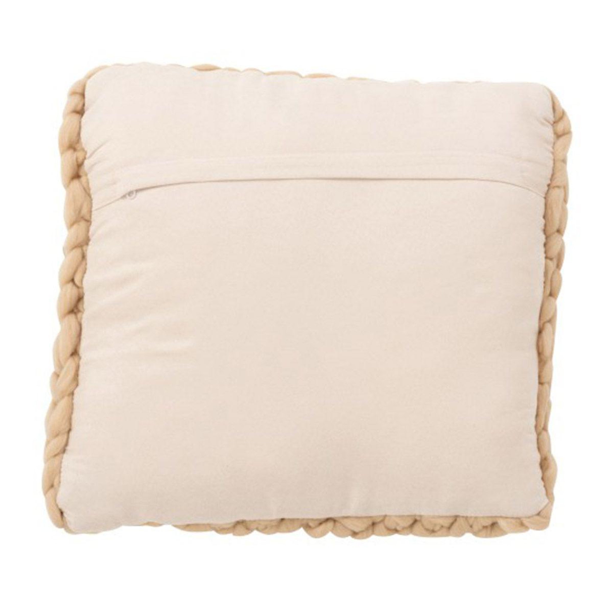 Voir la diapositive 2 : J-LINE Coussin carré déco  tricoté  40x40cm ivoire