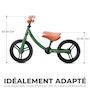 Voir la diapositive 3 : KINDERKRAFT Vélo sans pédales (draisienne) - Selle/guidon réglables - Vert