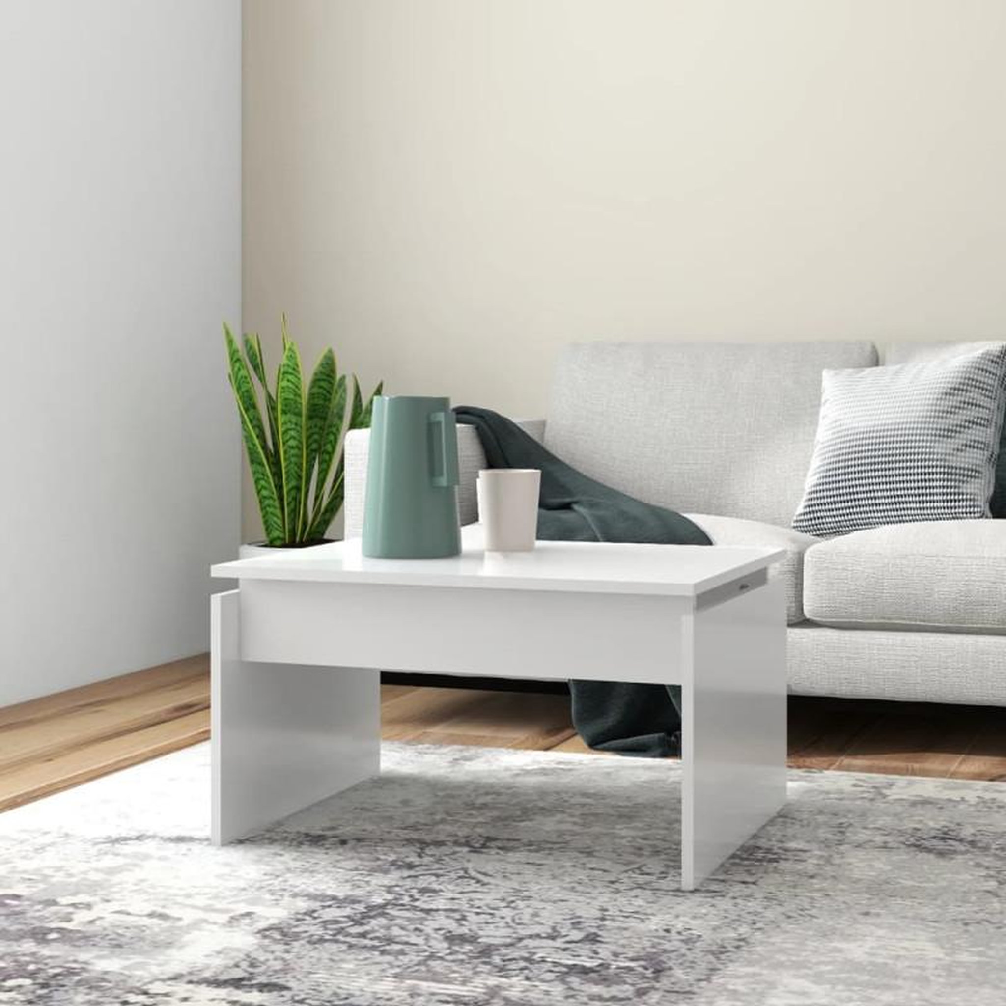 Voir la diapositive 1 : VIDAXL Table basse blanc 68x50x38 cm bois d ingénierie