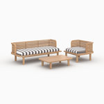 Rendez vous déco Salon de jardin 3 places en bois de teck et tissu rayé gris-Kilda