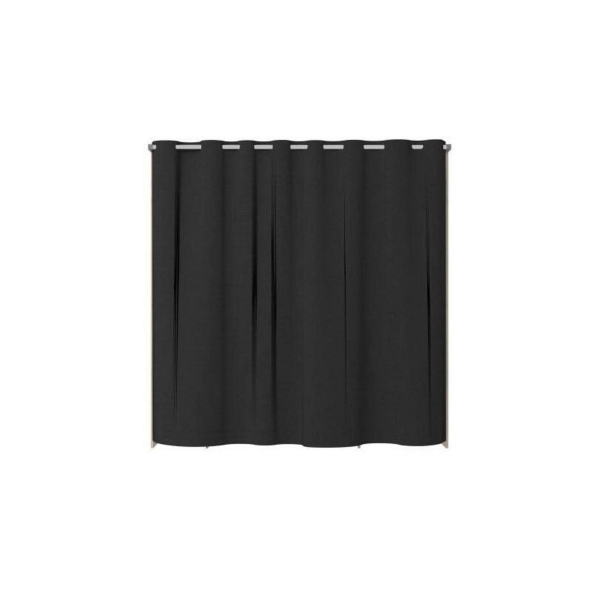 EKIPA Dressing avec rideau - Decor chene jackson et noir - L 198 x P 48 x H 203 cm - COMO