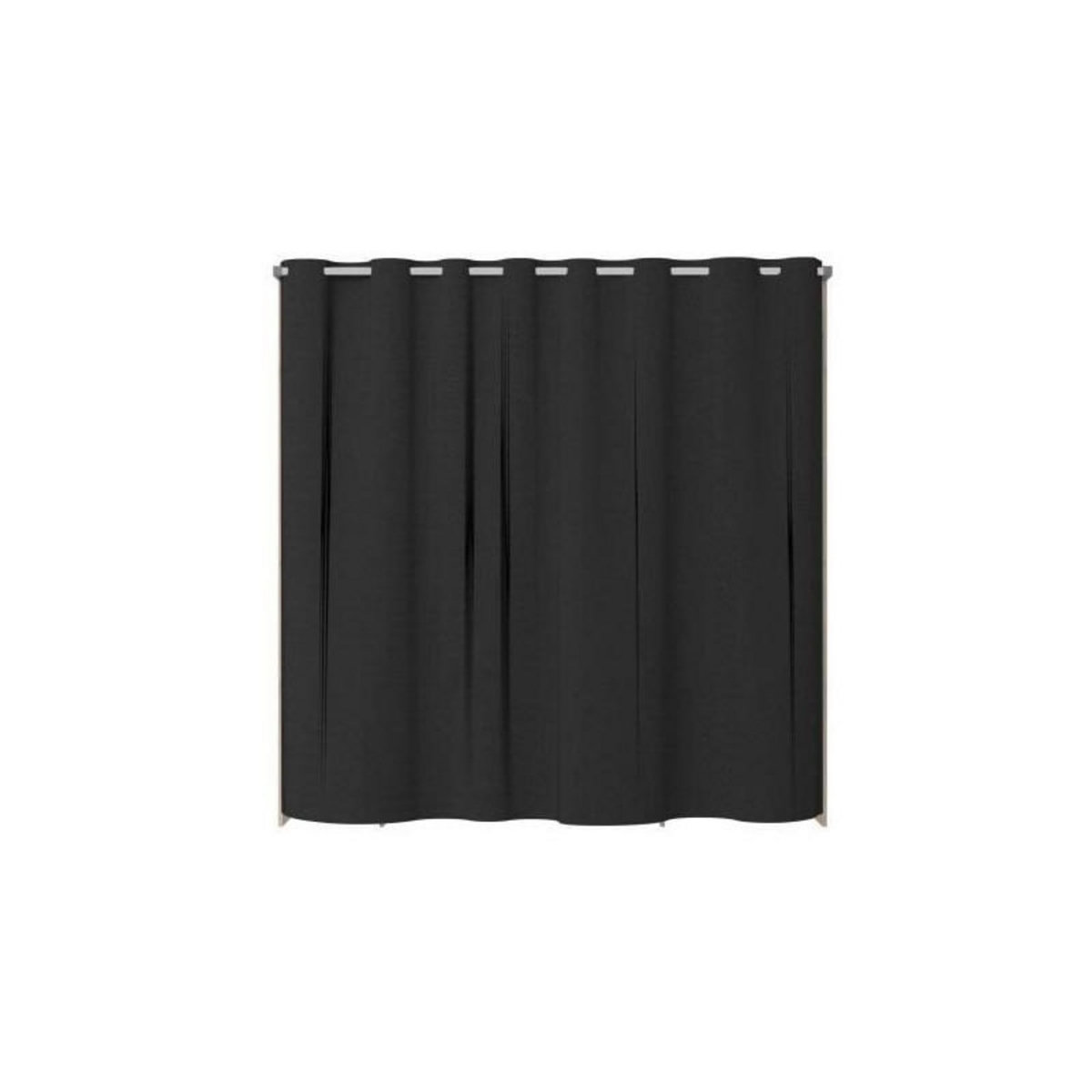 EKIPA Dressing avec rideau - Decor chene jackson et noir - L 198 x P 48 x H 203 cm - COMO