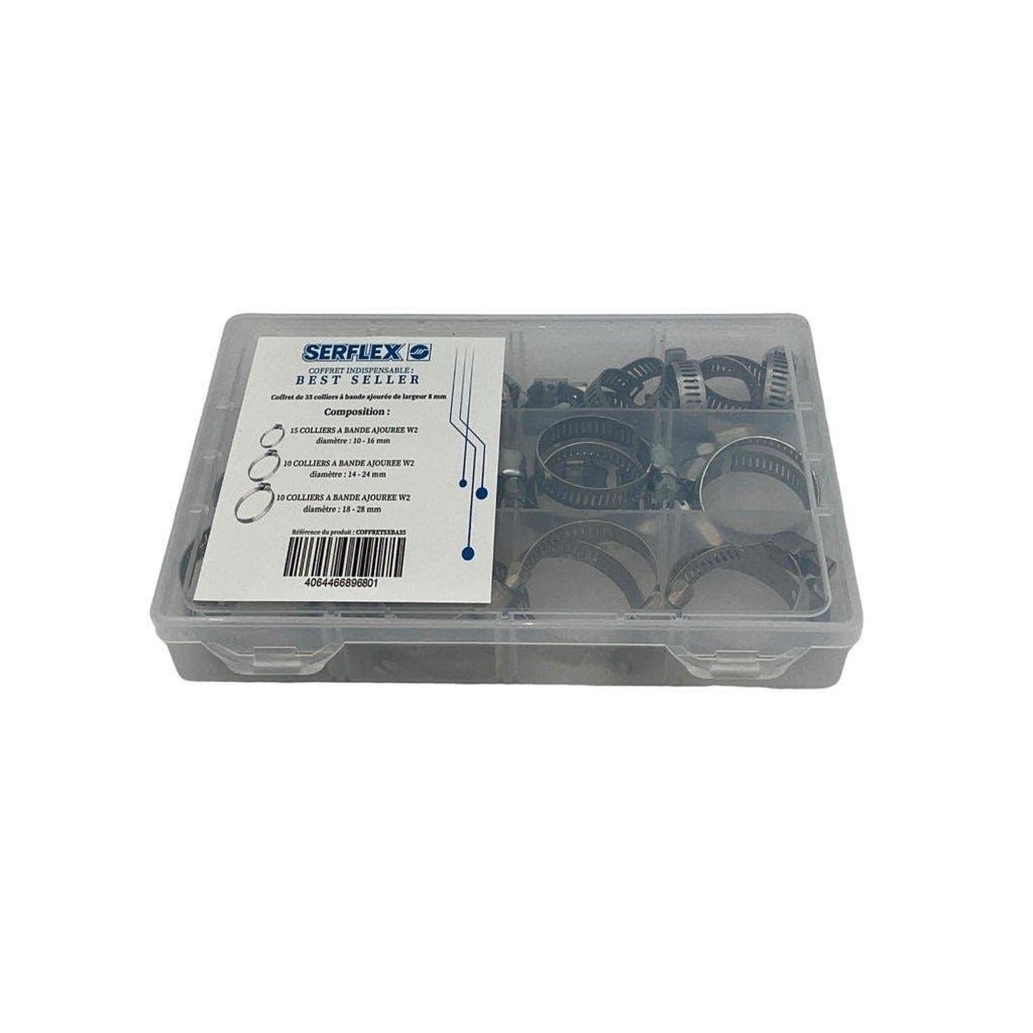 NORMA Coffret de colliers à bande ajourée acier inoxydable serflex-08730010035