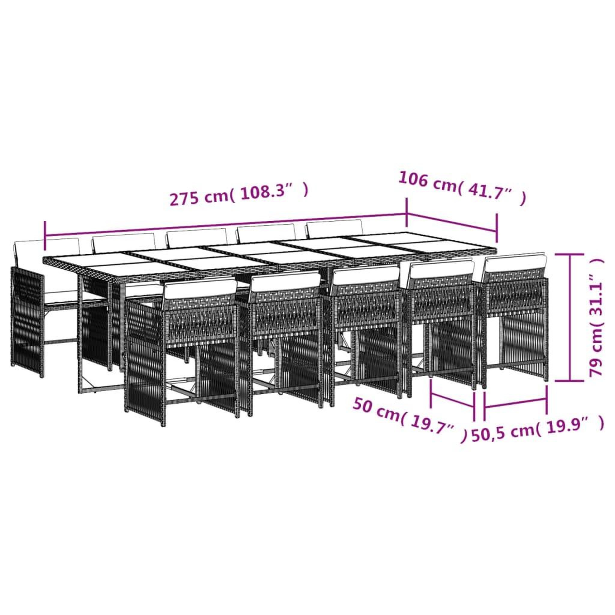 Voir la diapositive 6 : VIDAXL Ensemble a manger de jardin 11 pcs coussins noir resine tressee