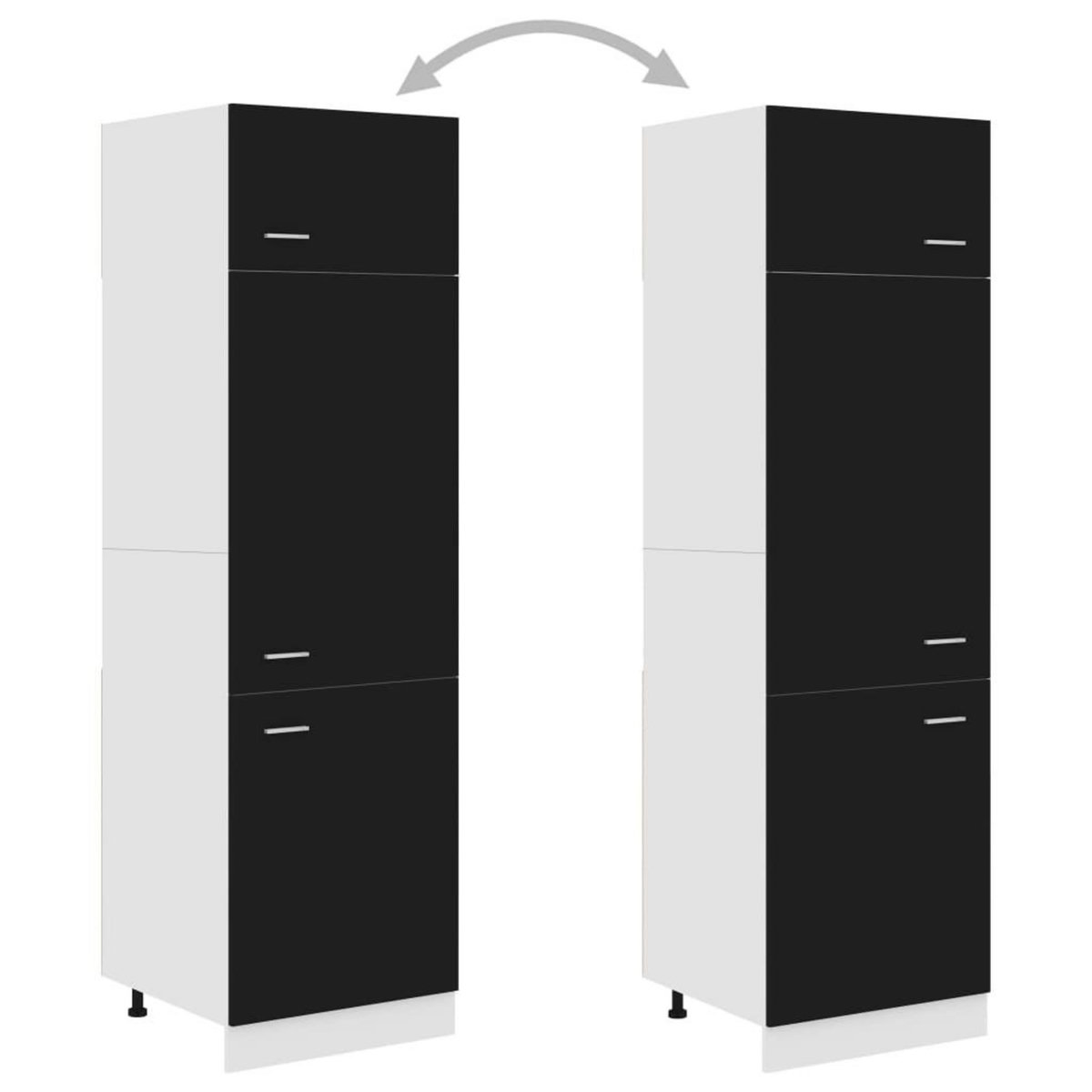 VIDAXL Armoire refrigerateur Noir 60x57x207 cm Bois d'ingenierie