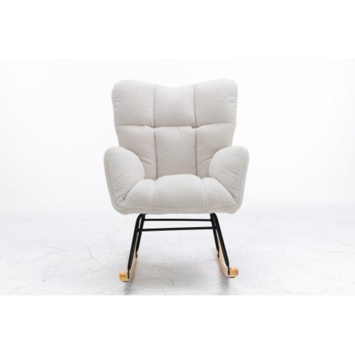 MERAX Fauteuil à Bascule Chaise à Bascule Rocking Chair Fauteuil Relax Teddy Blanc