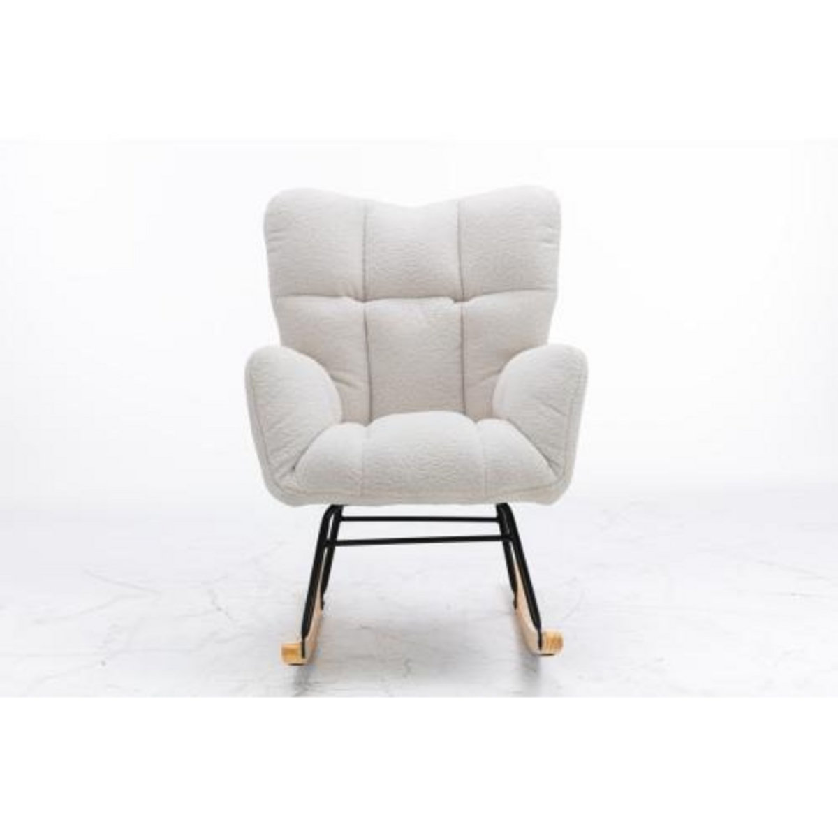 MERAX Fauteuil à Bascule Chaise à Bascule Rocking Chair Fauteuil Relax Teddy Blanc