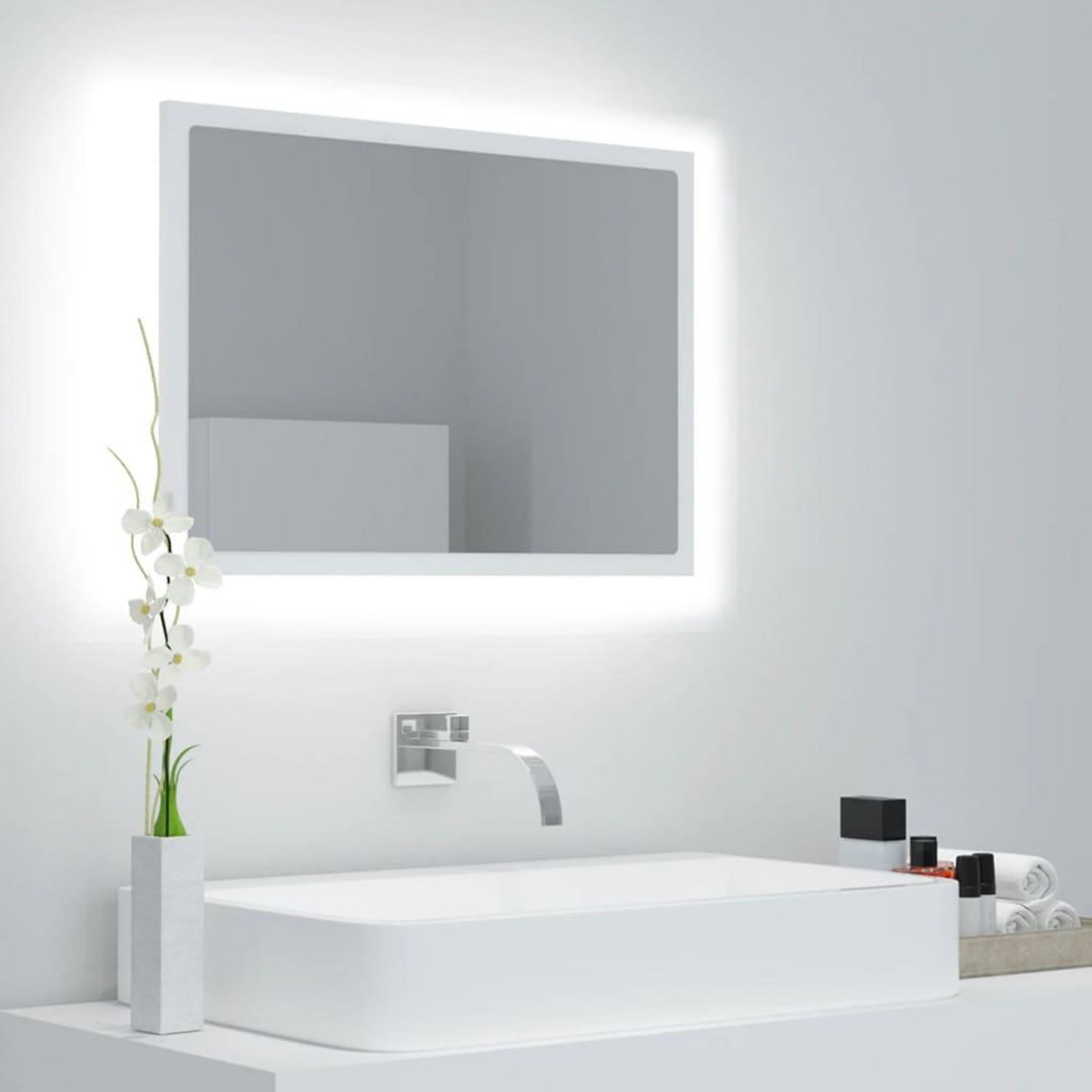 VIDAXL Miroir a LED de salle de bain Blanc 60x8,5x37 cm Acrylique