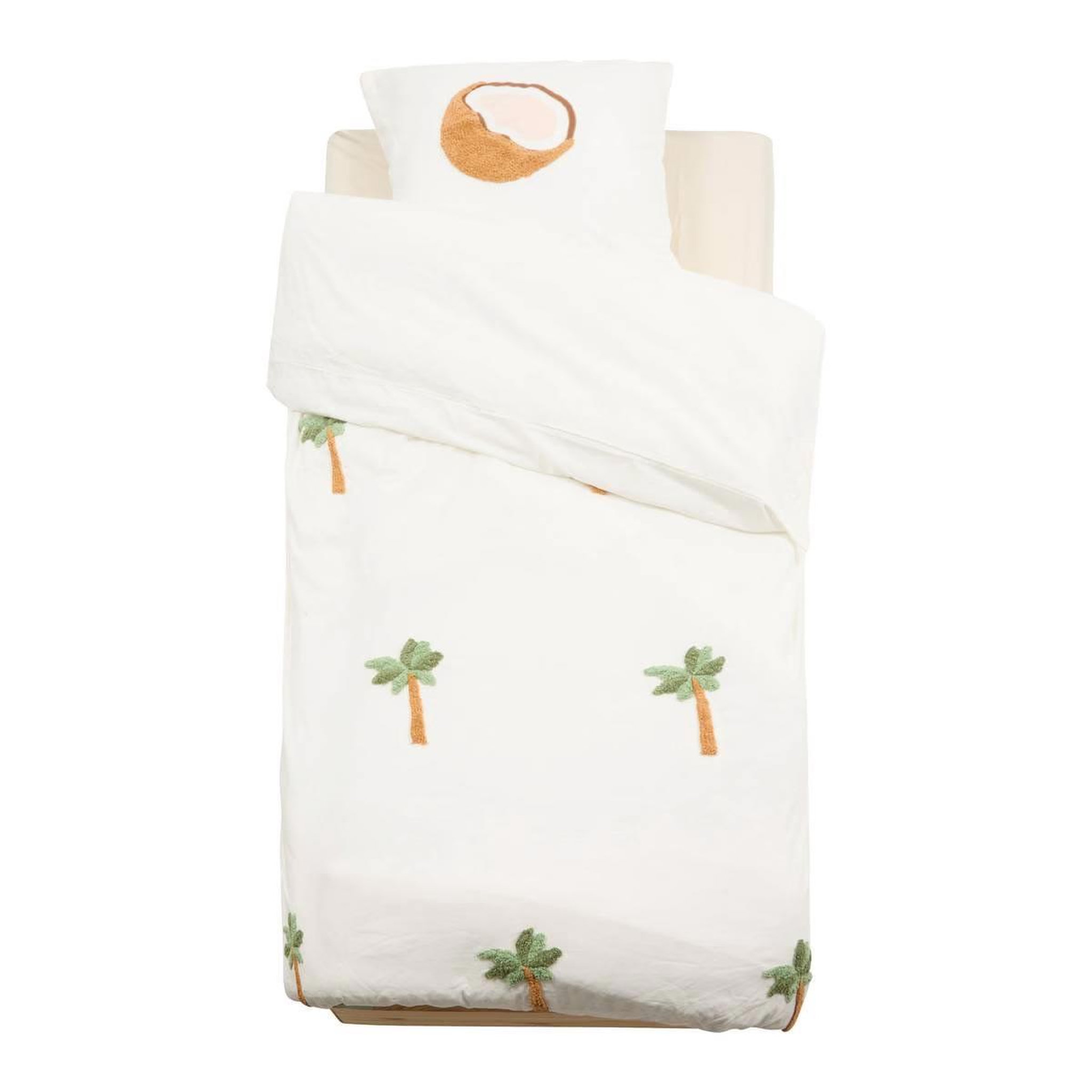 Atmosphera Kids Parure de lit tufté  palmier  140x200cm blanc