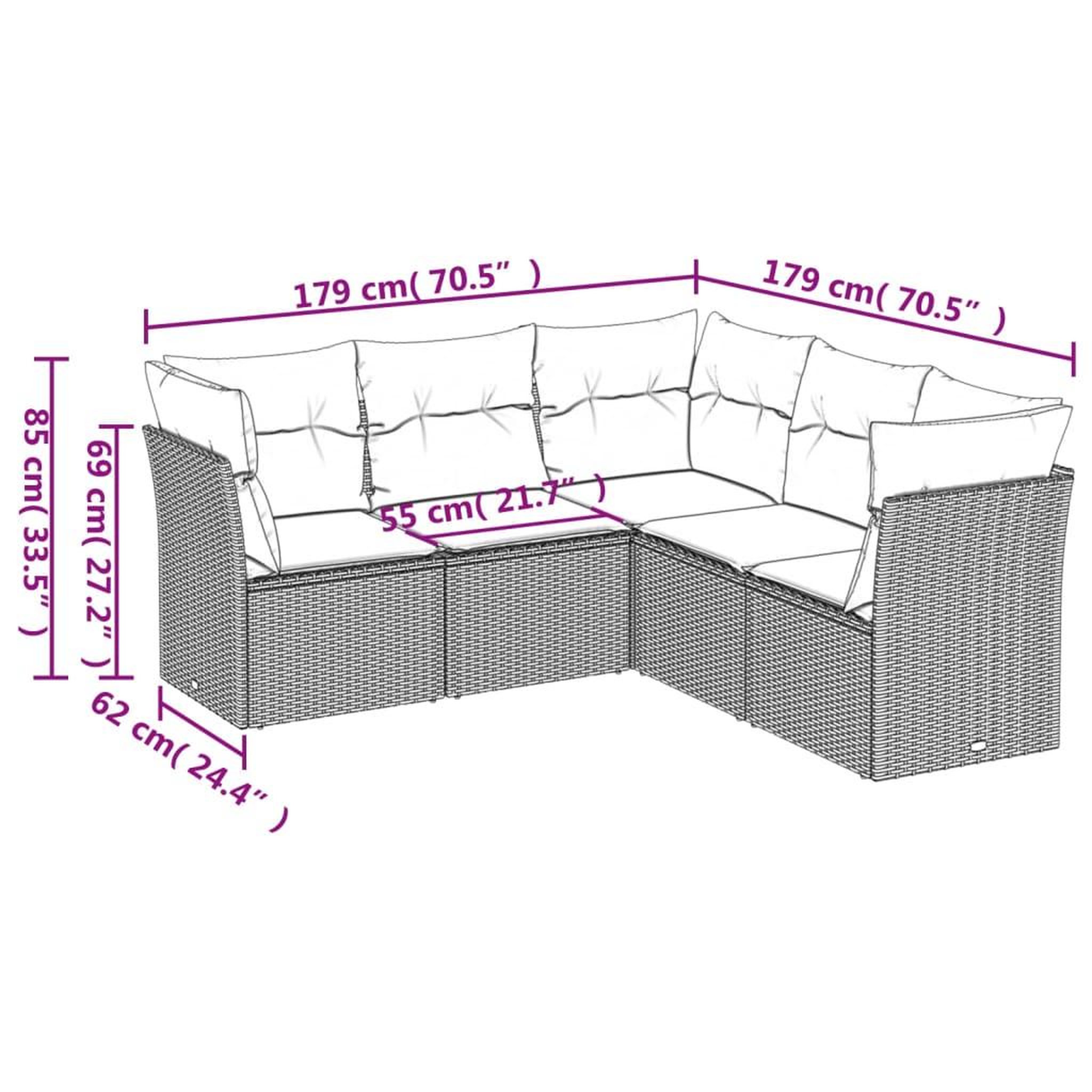 Voir la diapositive 3 : VIDAXL Salon de jardin 5 pcs avec coussins noir resine tressee