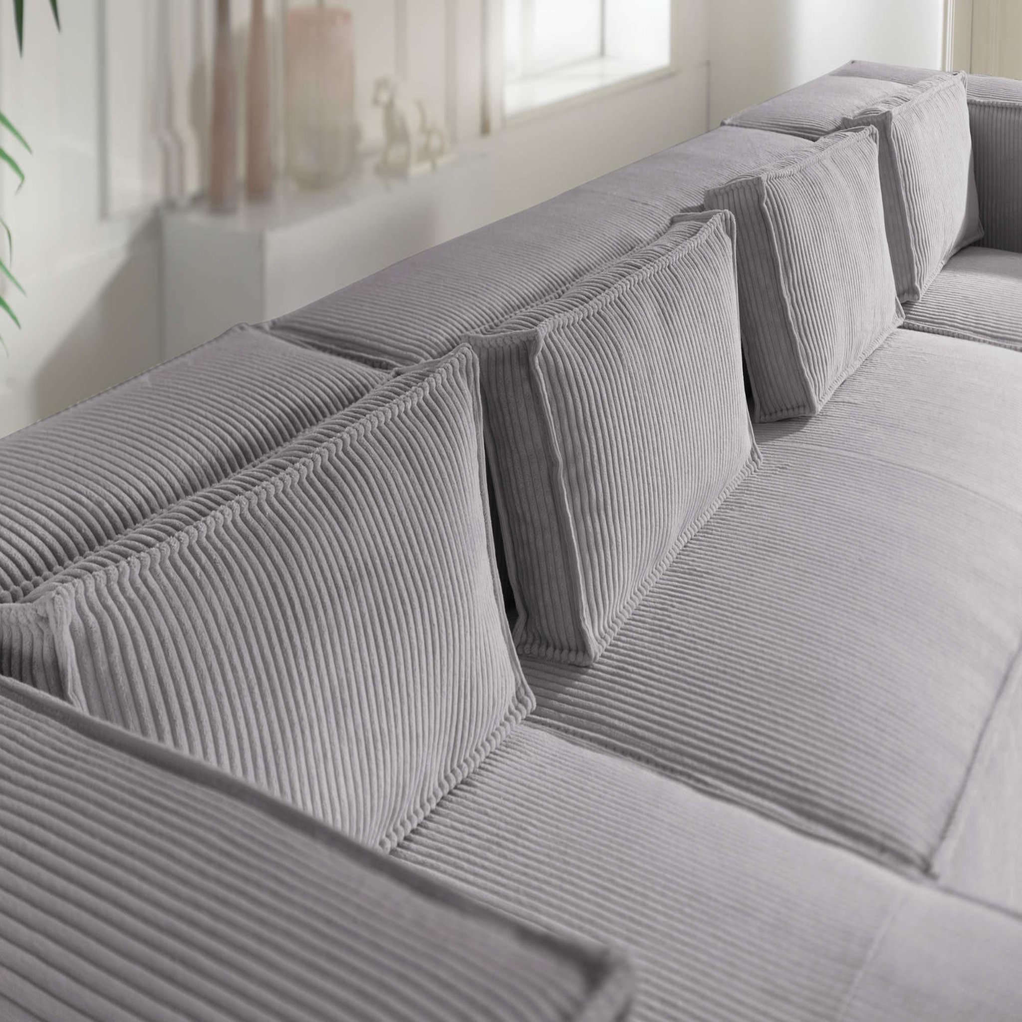 Voir la diapositive 3 : BEST MOBILIER Stella - canapé panoramique en u - 7 places - en velours côtelé