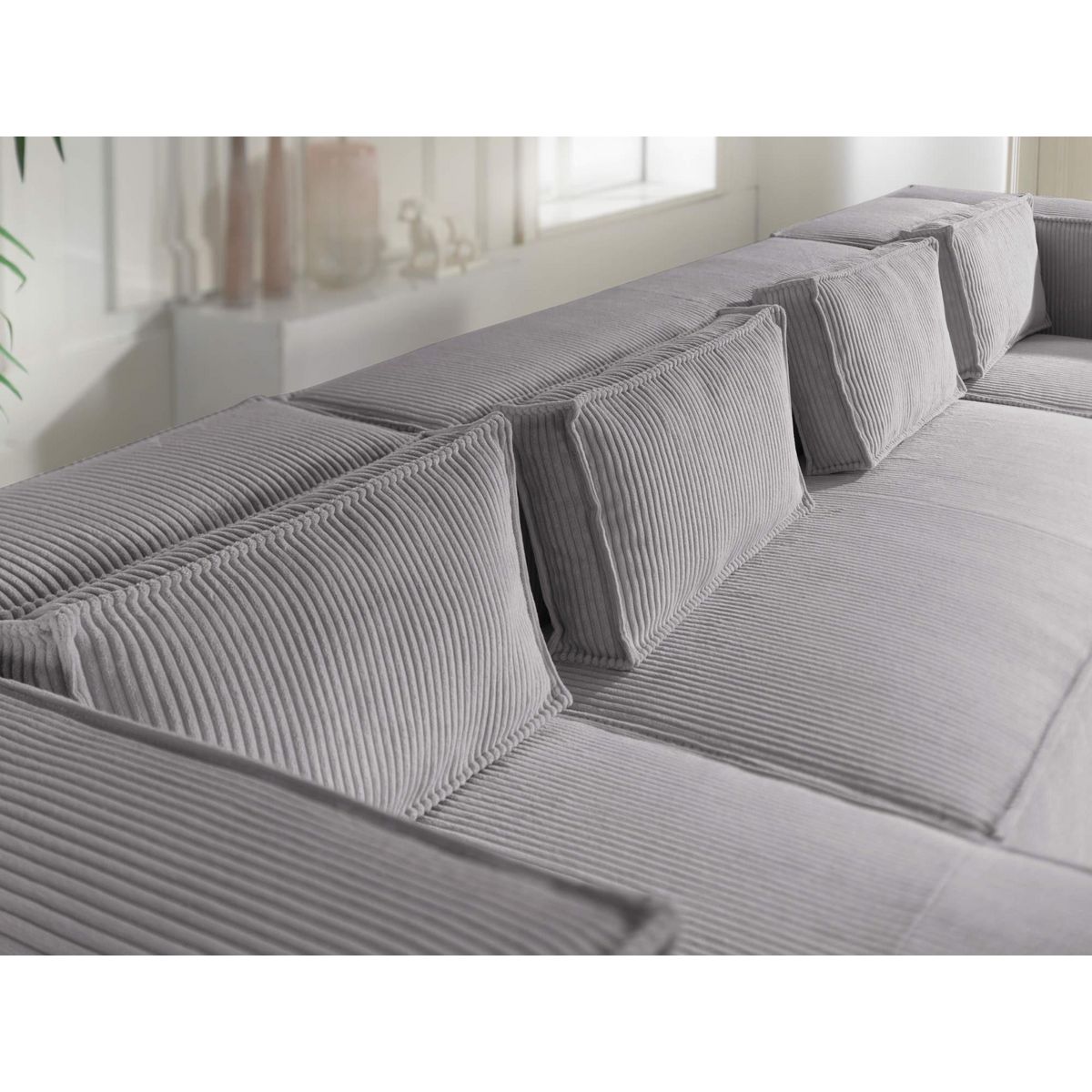 LISA DESIGN Stella - canapé panoramique en u - 7 places - en velours côtelé