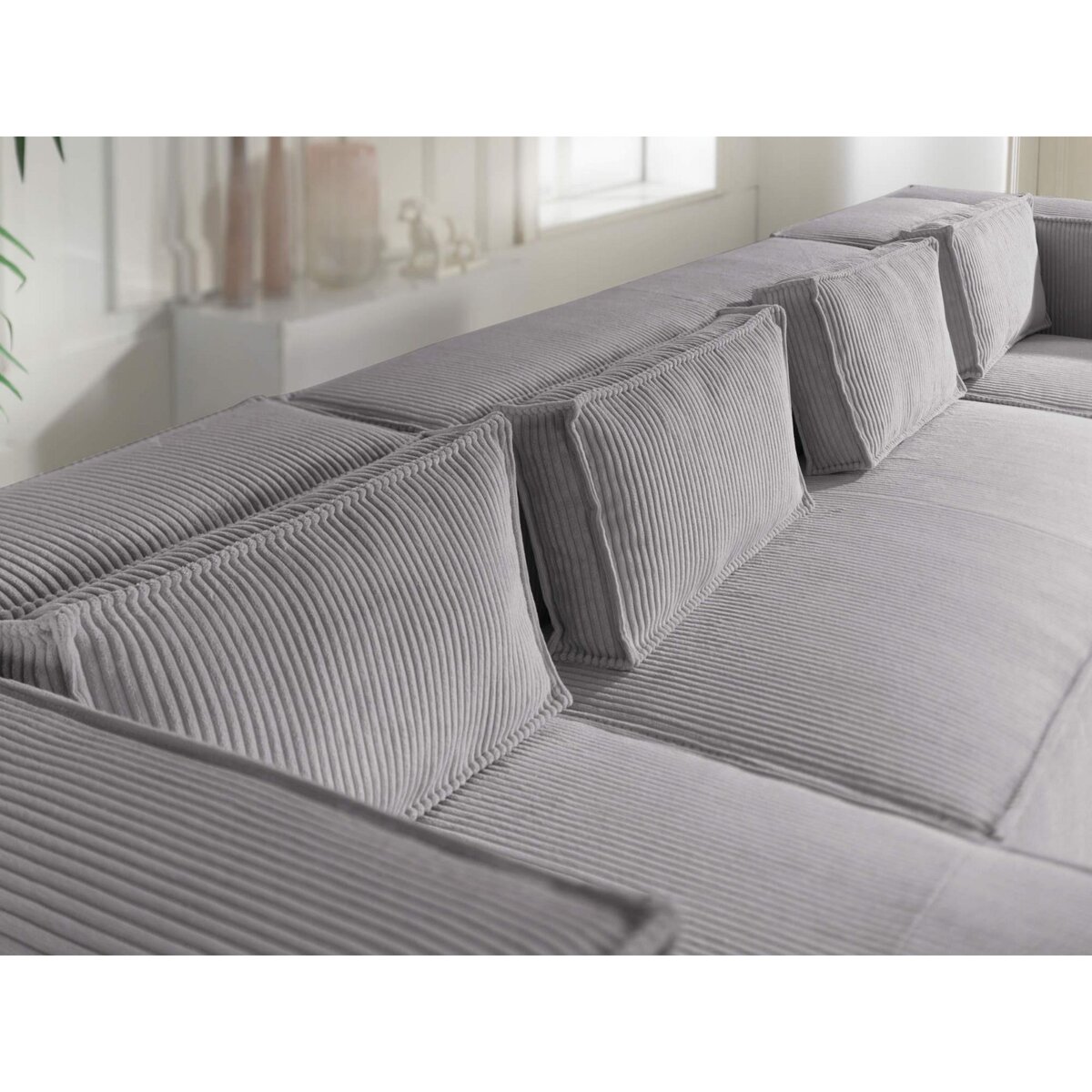 LISA DESIGN Stella - canapé panoramique en u - 7 places - en velours côtelé