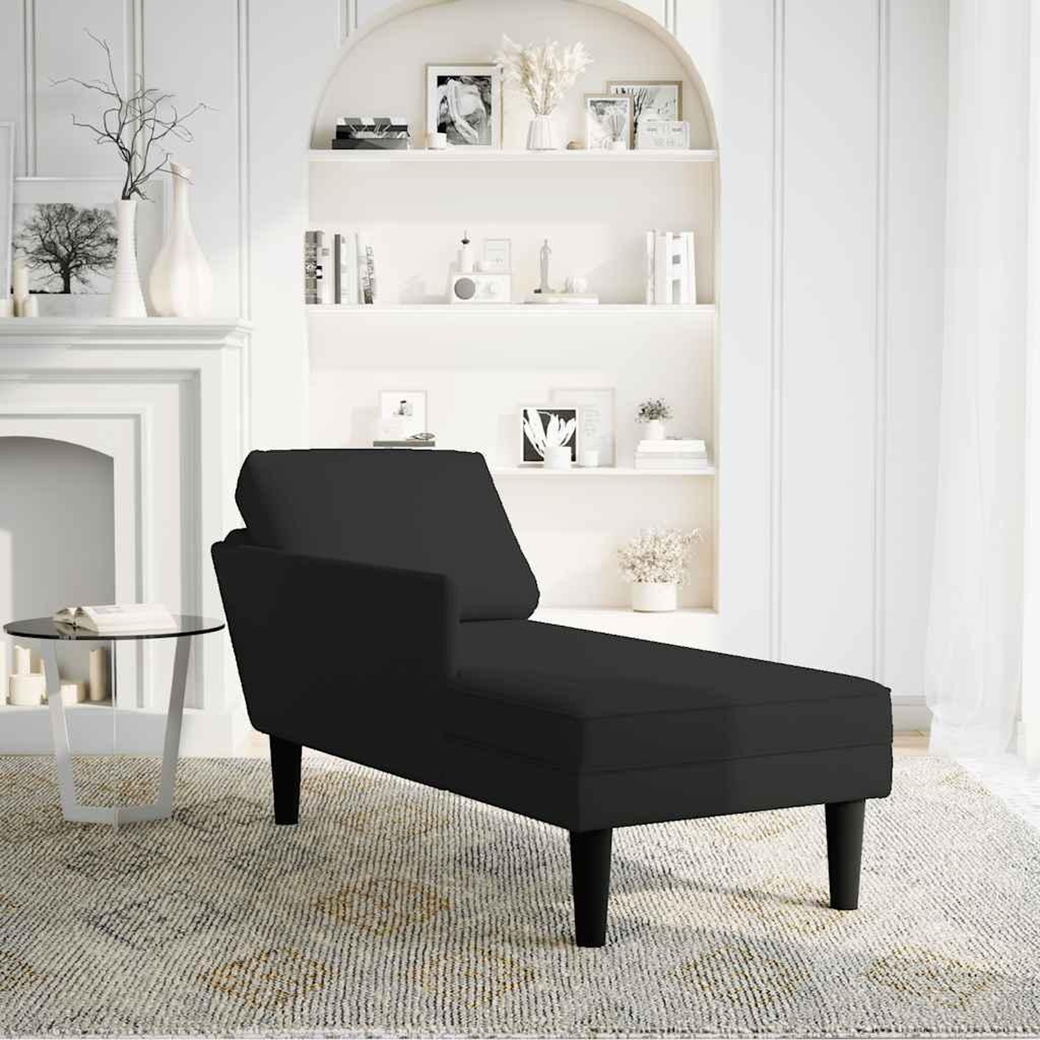 Voir la diapositive 2 : VIDAXL Fauteuil long avec coussin et accoudoir droit noir velours