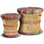 Voir la diapositive 4 : VIDAXL Tabourets avec details chindi lot de 2 multicolore bambou