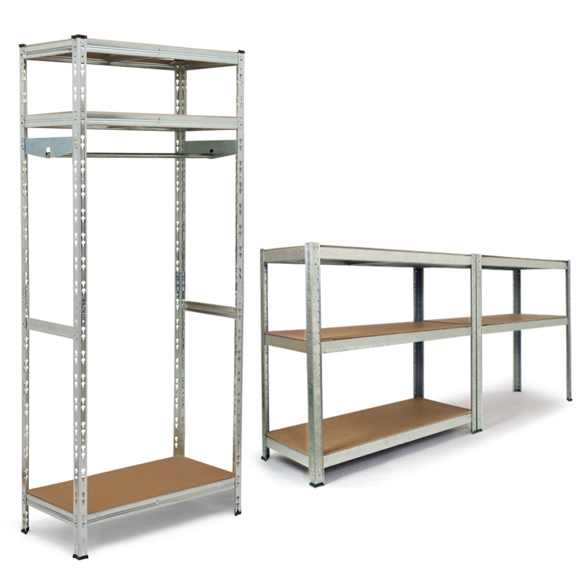 ID MARKET Lot de 2 étagères modulables charges lourdes en métal 8 plateaux avec vestiaire