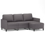 Voir la diapositive 2 : VIDAXL Canape a 3 places avec repose-pieds Gris 180 cm Similicuir