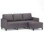 Voir la diapositive 2 : VIDAXL Canape a 3 places avec repose-pieds Gris 180 cm Similicuir