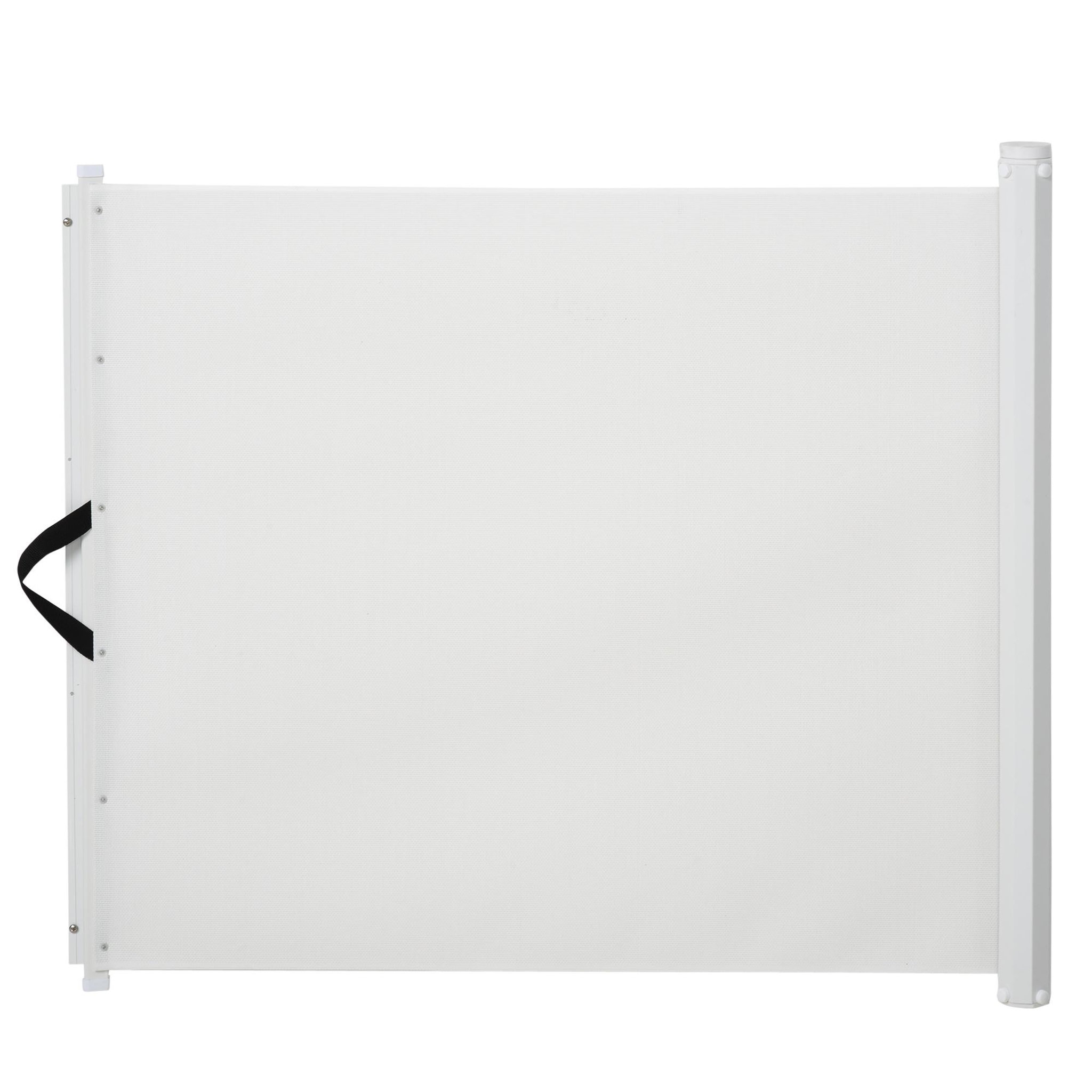 PAWHUT PawHut Barrière de sécurité barrière animaux rétractable automatique 1,15L x 0,83H m teslin métal blanc