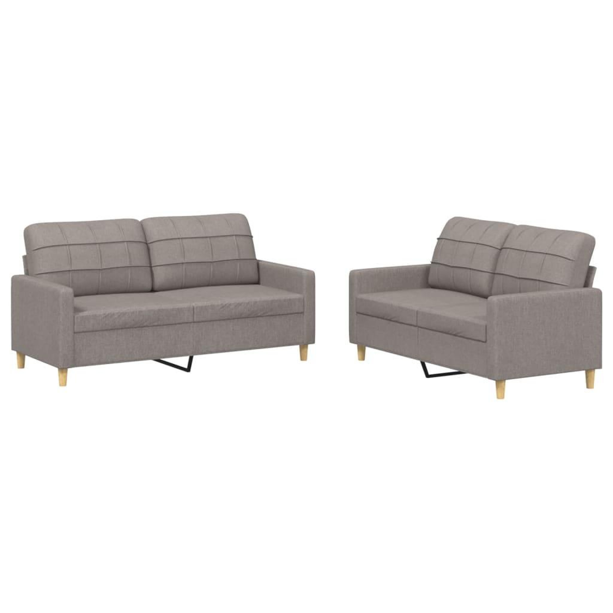 Voir la diapositive 2 : VIDAXL Ensemble de canapes 2 pcs avec coussins Taupe Tissu