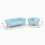 Voir la diapositive 4 : Rendez vous déco Ensemble canapé et fauteuil en tissu bleu clair 4 places-Carmen