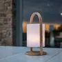 Lumisky Lanterne LED Woody - LUMISKY - Blanc - Design scandinave - Poignée en bois naturel - Autonomie 10h