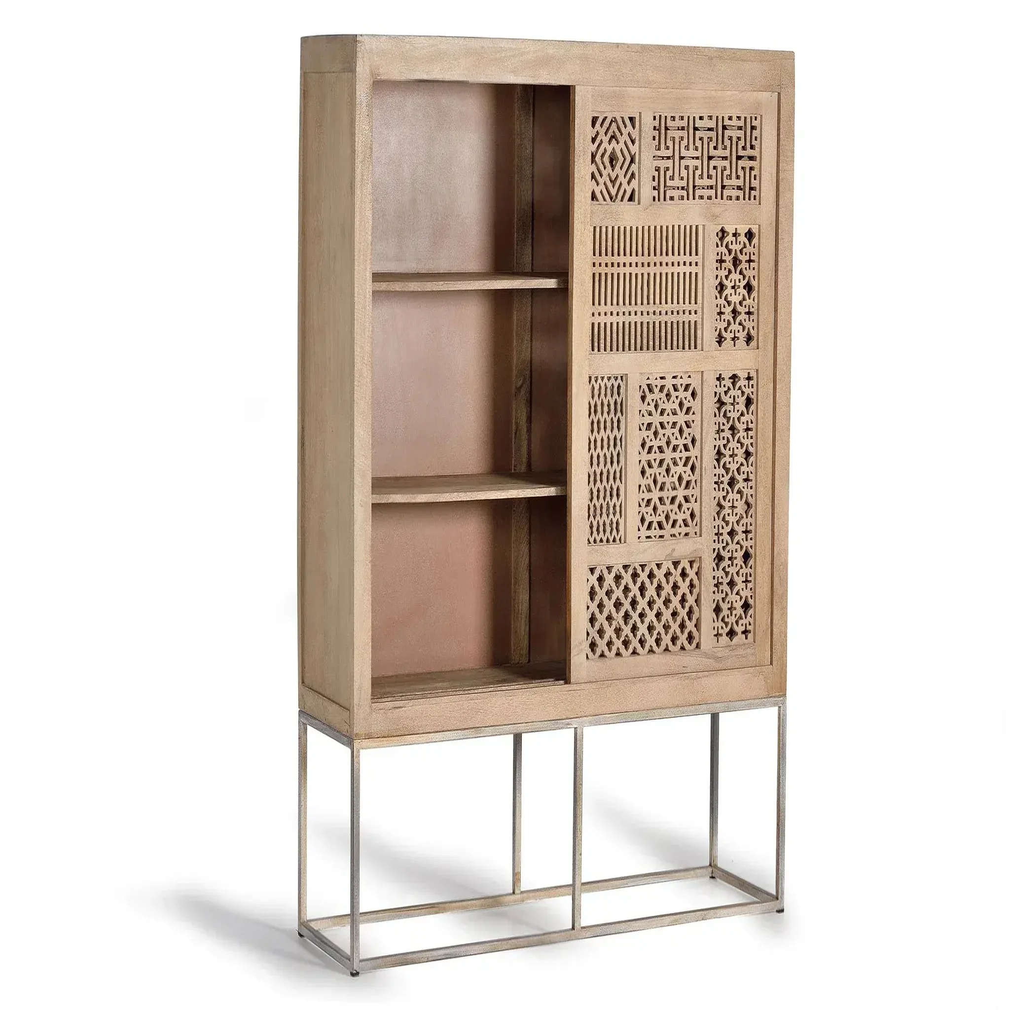 Voir la diapositive 4 : GINER Y COLOMER SL Vaisselier en bois de manguier 140 cm style boho sculpté