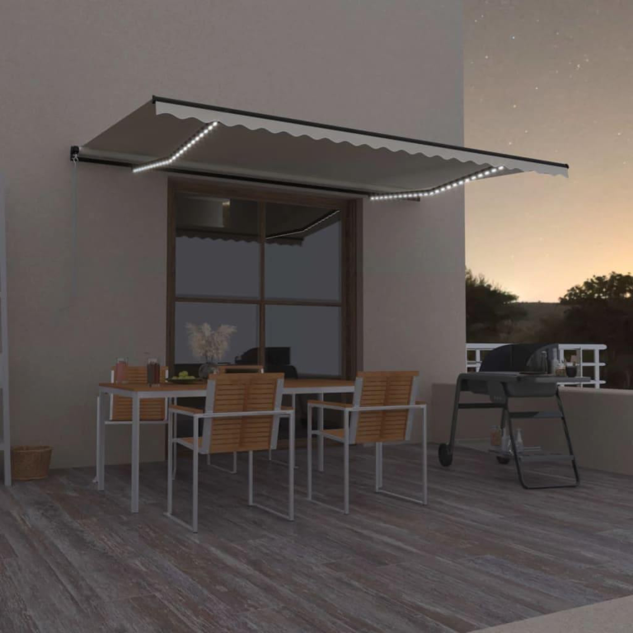 VIDAXL Auvent manuel retractable avec LED 500x300 cm Creme