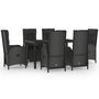 Voir la diapositive 2 : VIDAXL Ensemble a manger jardin et coussins 7 pcs Noir et gris Rotin