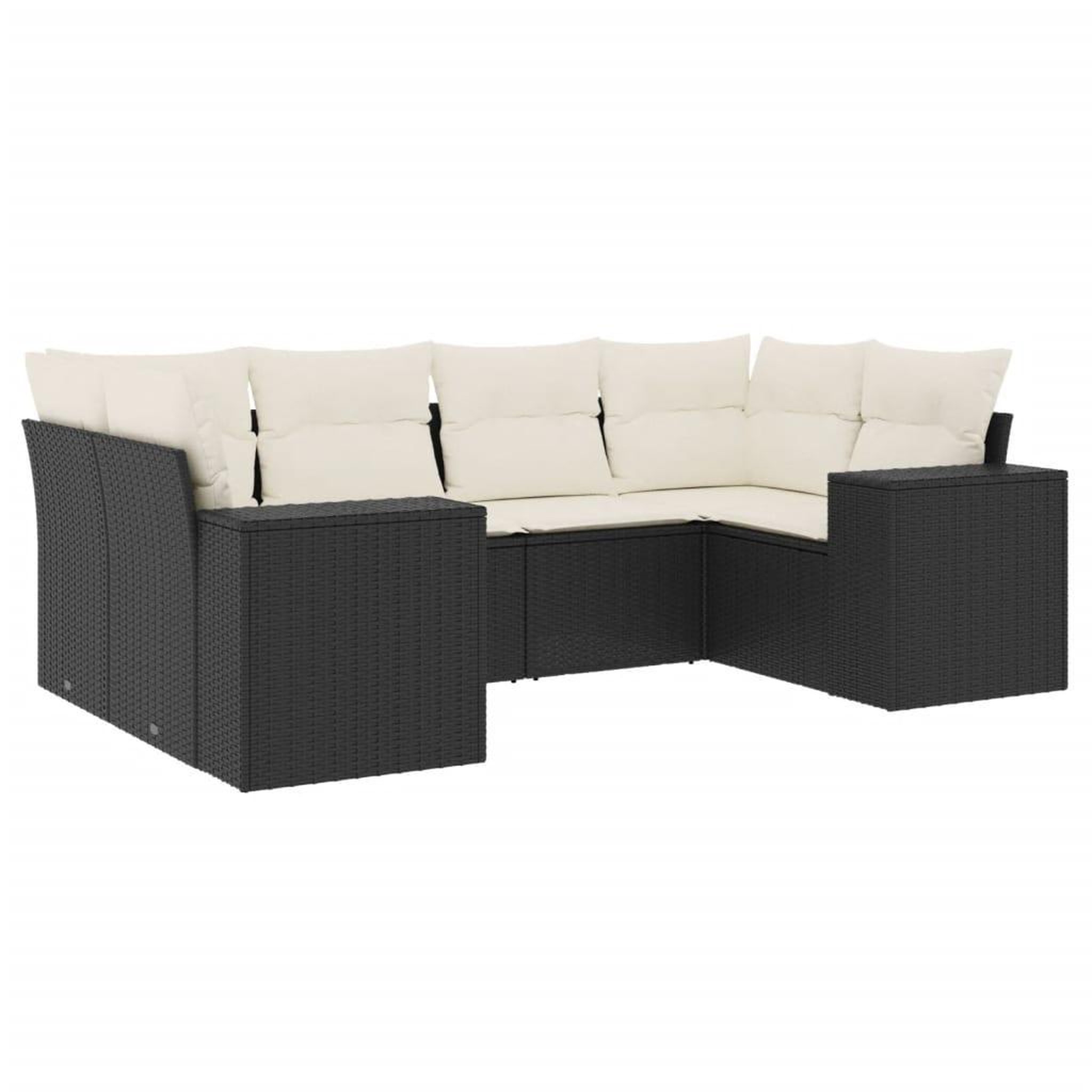 Voir la diapositive 2 : VIDAXL Salon de jardin 6 pcs avec coussins noir resine tressee