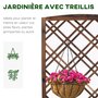 OUTSUNNY Jardinière avec treillis - bac à fleurs - jardinière sur pied - dim. 60L x 30l x 122H cm bois sapin traité carbonisation