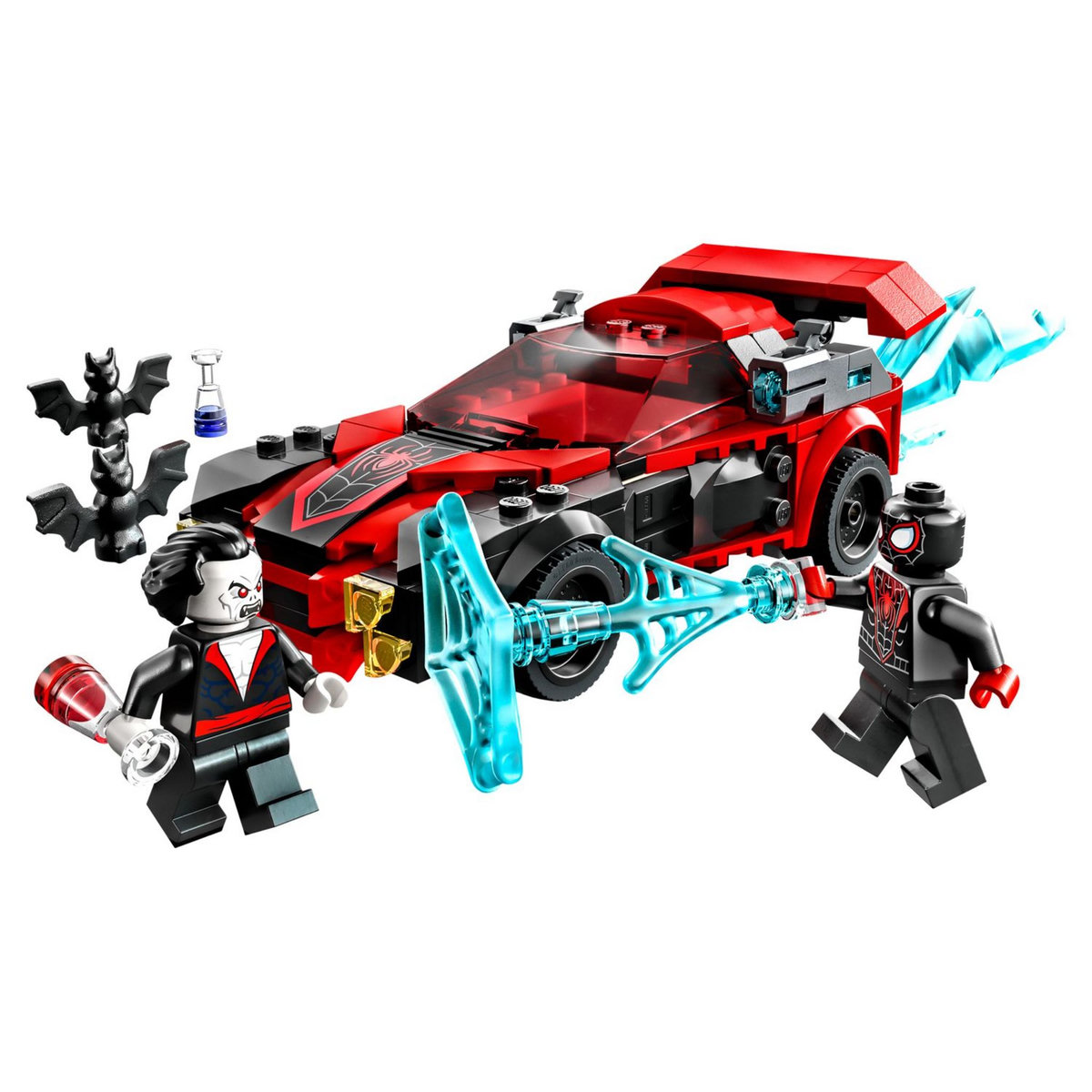 LEGO Marvel Super Heros 76244 Miles Morales vs Morbius, Jouet de Construction Spider-Man, avec Voiture de Course, Spidey et ses Amis Extraordinaires