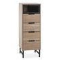 Voir la diapositive 1 : VS VENTA-STOCK Commode haute Hera 4 tiroirs 1 porte coloris bois