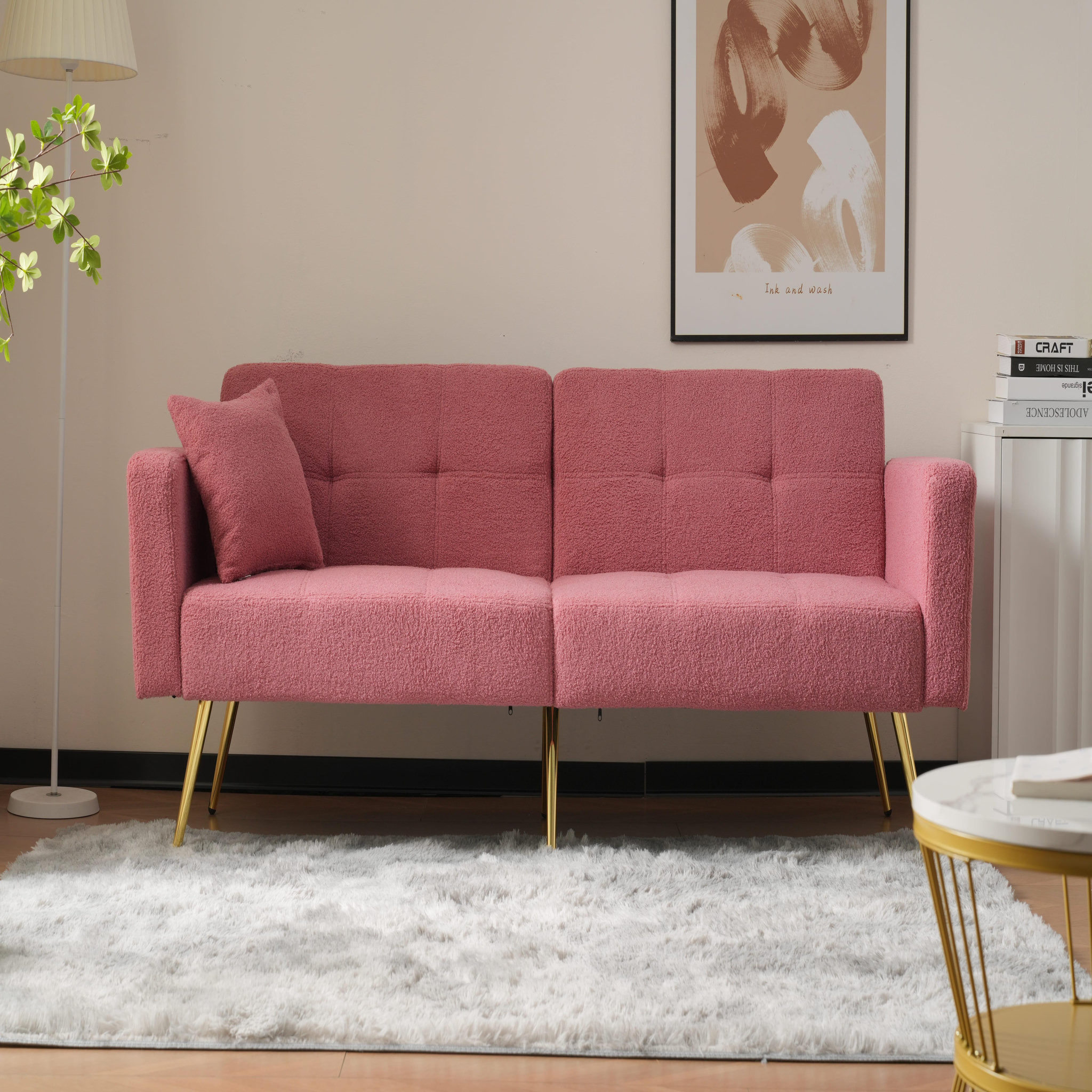 Voir la diapositive 2 : MERAX Canapé droit convertible 2 places tissu