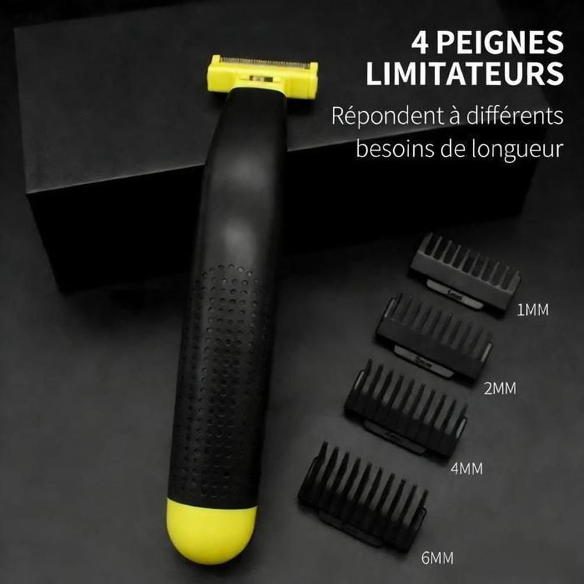 Voir la diapositive 2 : Tondeuse à barbe électrique 2-en-1 avec 4 têtes interchangeables, IPX7, rechargeable USB, tonte barbe, moustache et poils nez/oreilles