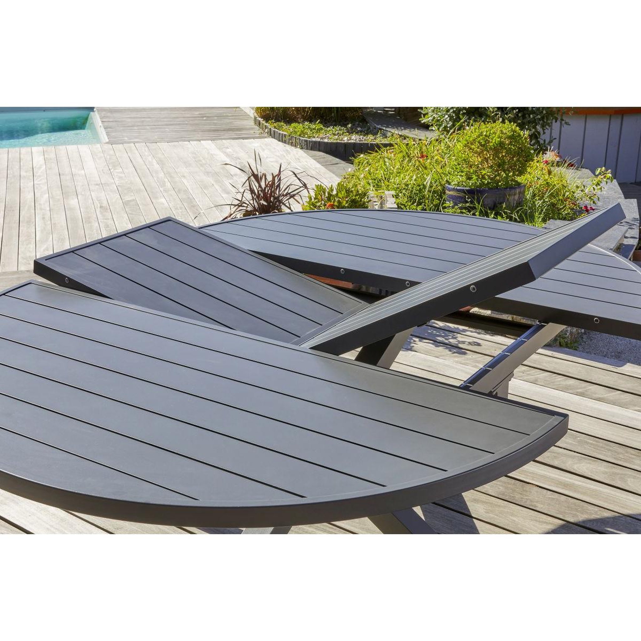 Voir la diapositive 5 : DCB GARDEN Ensemble Table de jardin Extensible & 6 Chaises  Pelosa  145-199cm Gris Anthracite