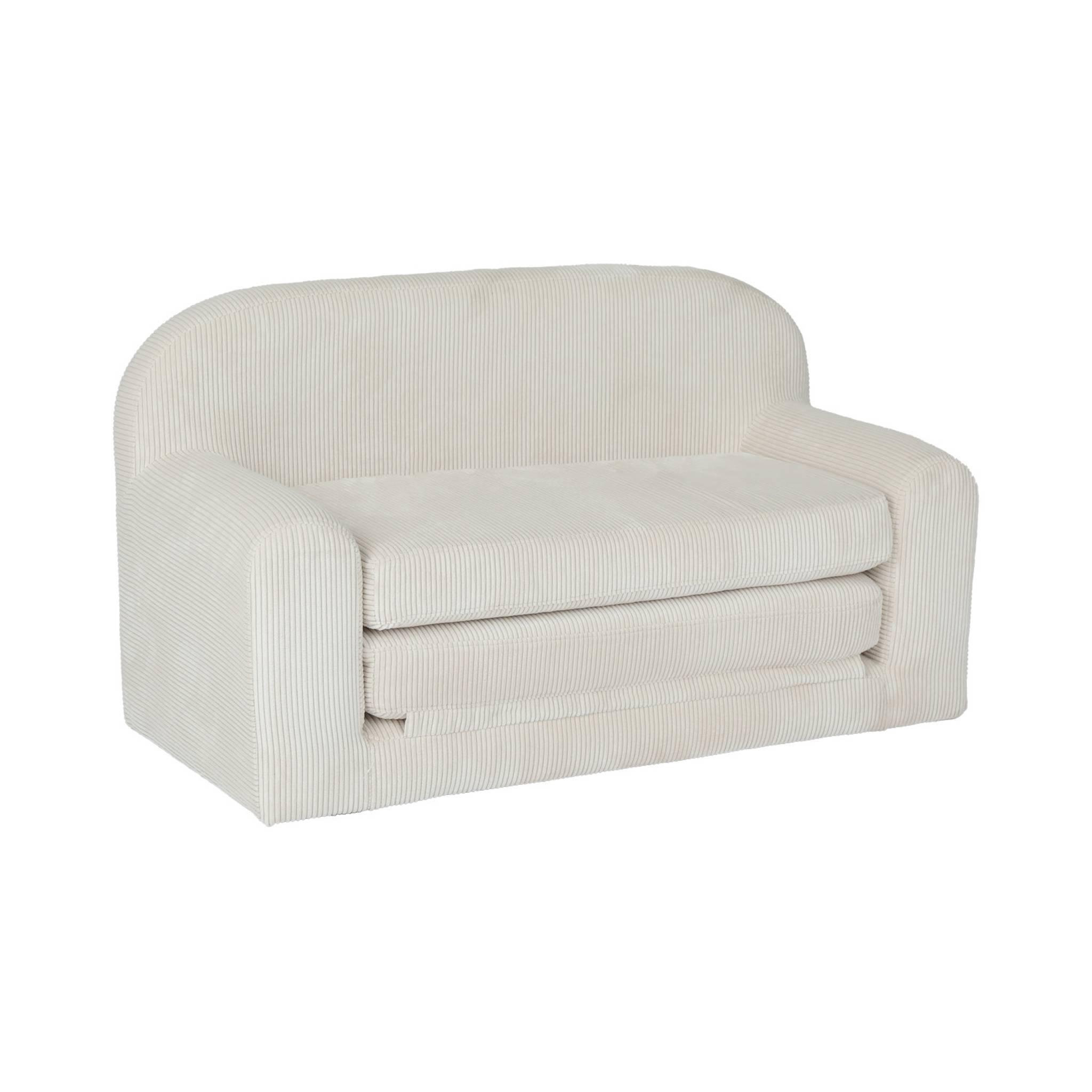 Voir la diapositive 5 : SWEEEK Canapé lit enfant en velours côtelé dépliable. couleur crème. L 90 x P 43 x H 51.5 cm