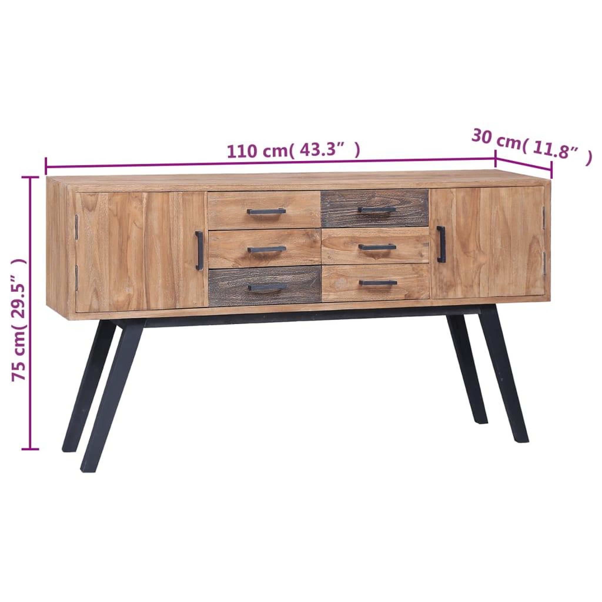 Voir la diapositive 6 : VIDAXL Armoire laterale 110x30x75 cm Teck solide