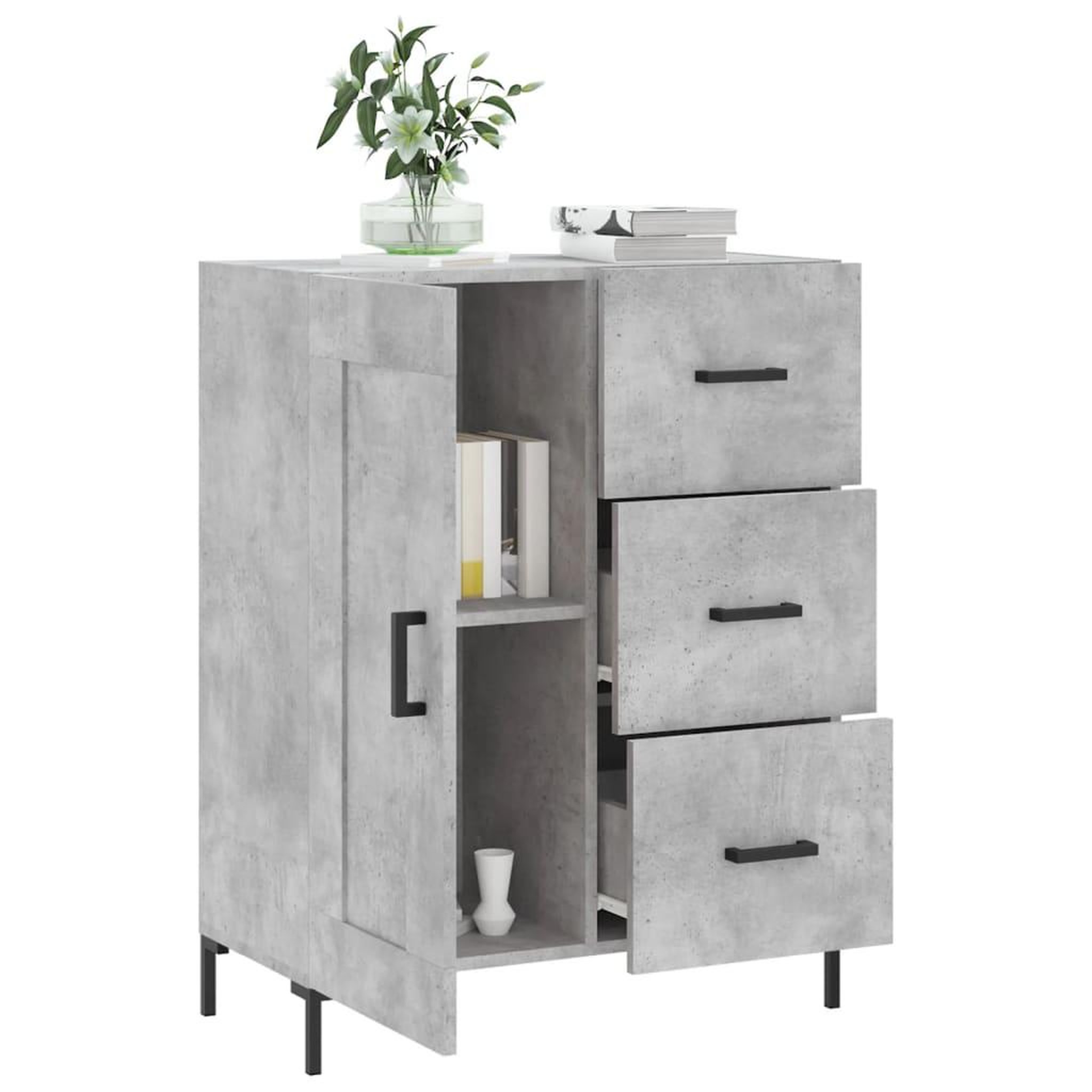Voir la diapositive 4 : VIDAXL Buffet gris beton 69,5x34x90 cm bois d'ingenierie