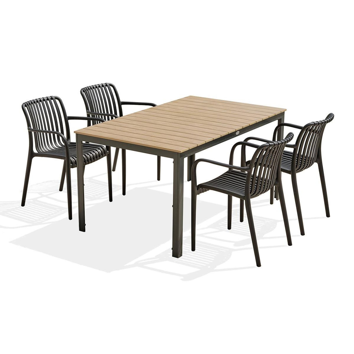 Paris Prix Ensemble Table de Jardin & 4 Fauteuils  Boston & Tiago  150cm Gris Anthracite