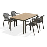 Paris Prix Ensemble Table de Jardin & 4 Fauteuils  Boston & Tiago  150cm Gris Anthracite