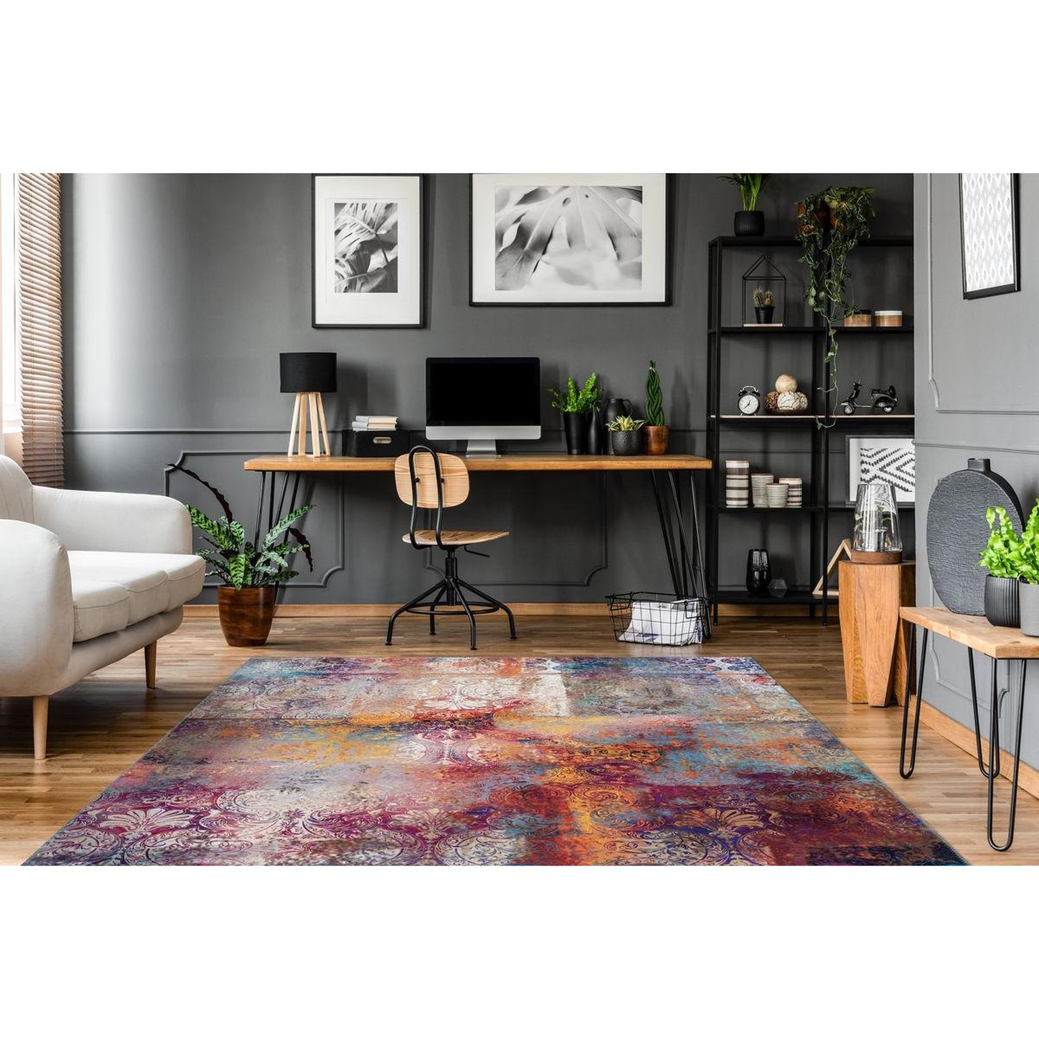 Voir la diapositive 2 : Paris Prix Tapis Vintage à Poils Courts  Galaxy I  Multicolore