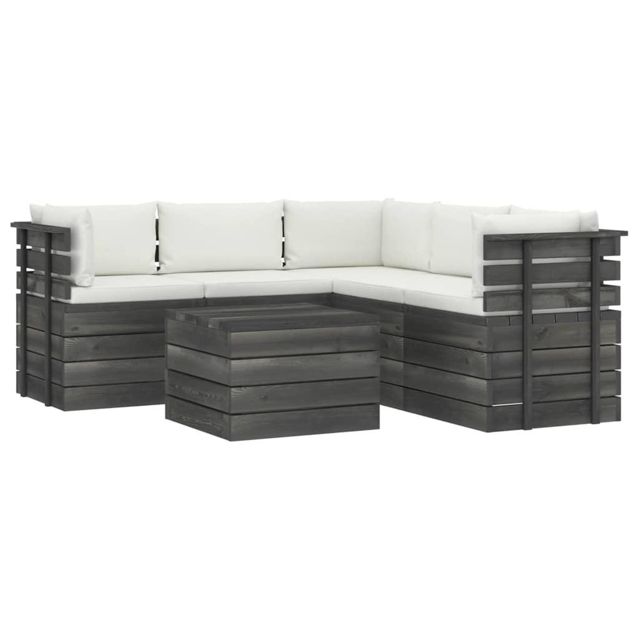 Voir la diapositive 2 : VIDAXL Salon palette de jardin 6 pcs avec coussins Bois de pin massif
