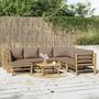 Voir la diapositive 1 : VIDAXL Salon de jardin 8 pcs avec coussins taupe bambou