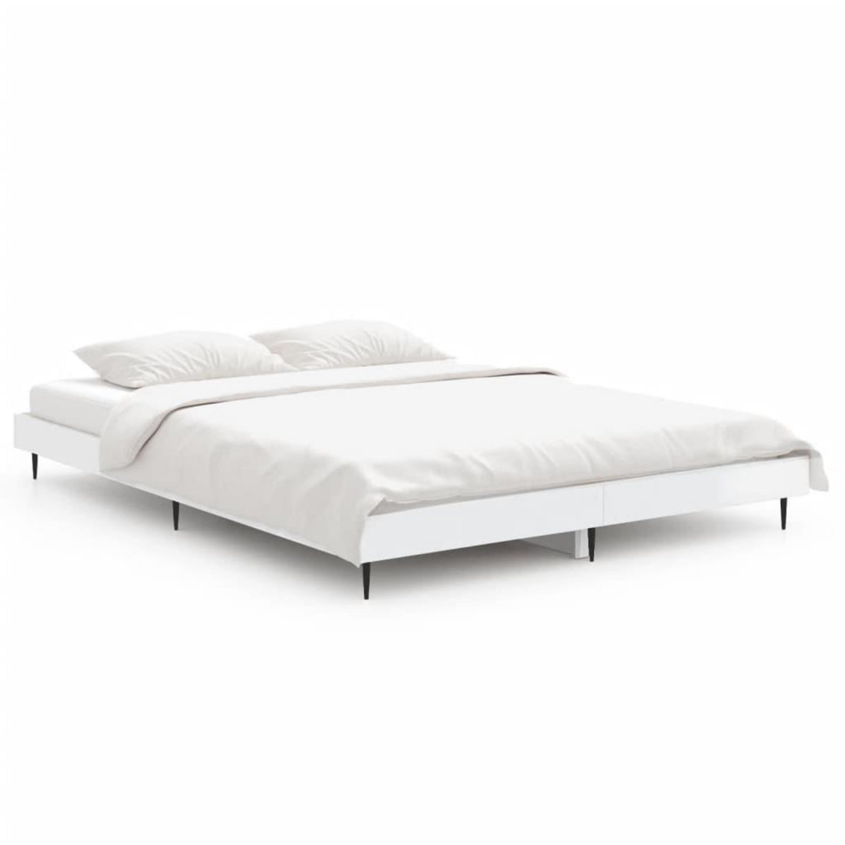 VIDAXL Cadre de lit sans matelas blanc brillant 135x190 cm