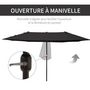 Voir la diapositive 4 : OUTSUNNY Parasol de jardin XXL parasol grande taille 4,6L x 2,7l x 2,4H m ouverture fermeture manivelle acier polyester haute densité noir